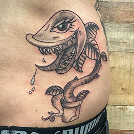 Custom Venus Fly Trap Design, blackwork by sheila.tattoos Black Pearl Tattoo Santa Cruz CA