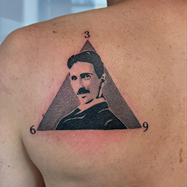 Custom Nikola Tesla 369 tattoo by sheila.tattoos Black Pearl Tattoo Santa Cruz CA